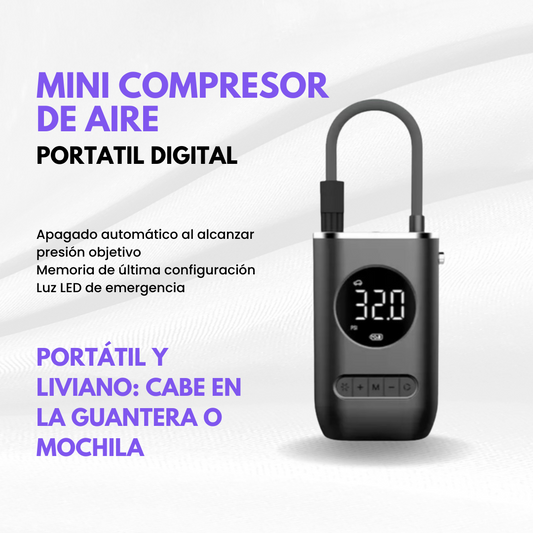 Mini Compresor de Aire Portátil Digital